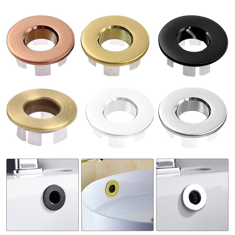 XSHAO 6 sztuk osłon przelewowych do umywalki, 6 kolorów