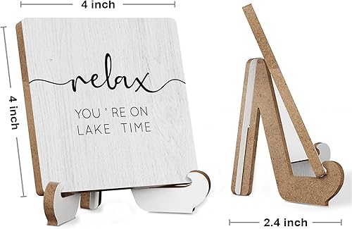 Miniatura 2 de Letrero de Lake Time, decoración rústica de madera para escritorio, para el hogar, granja, oficina, baño, bandeja escalonada, placa de decoración de