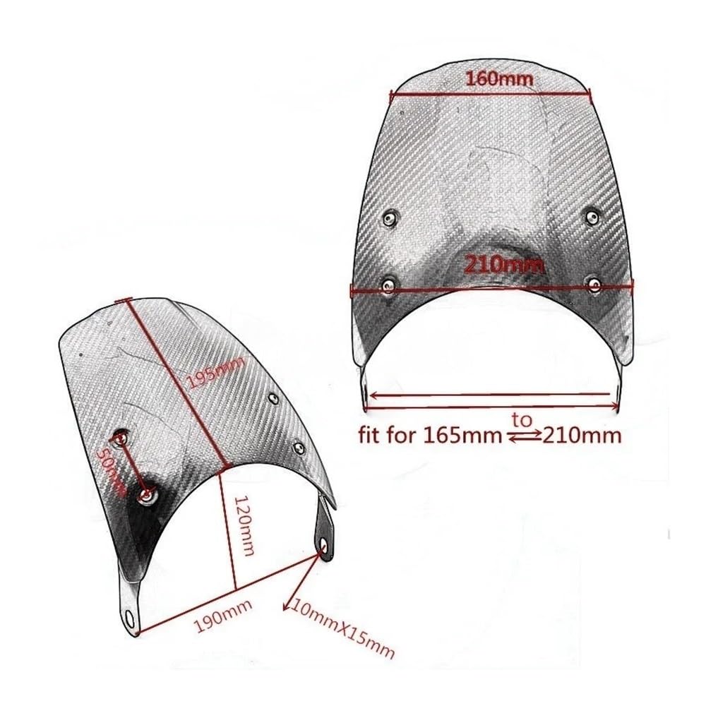 Pare-Brise Moto Pare-brise Cafe Racer 5 À 7 Pouces Déflecteur De Vent Universel Pour Phares Pour Instruments