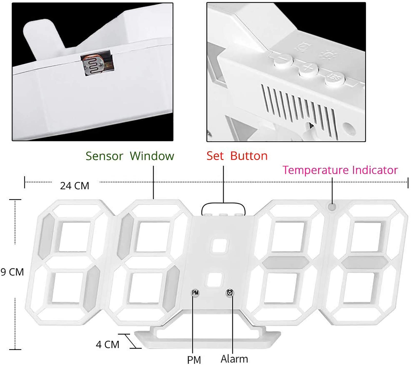 Amazon.com: 3D LED Digital Desktop Alarm Clock,Wall Clock, 9.5