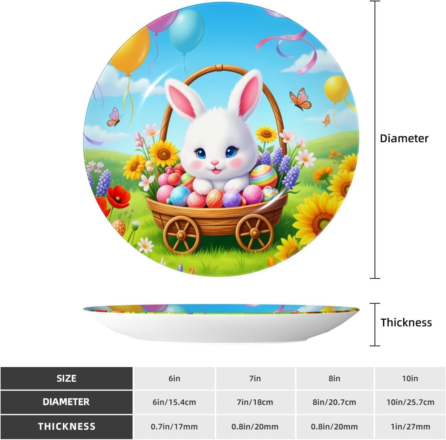 Easter Bunny Basket Style Ceramic Plate Display Decorative Plate With Stand Wall Hanging Plate For Home Decor 10 Inch