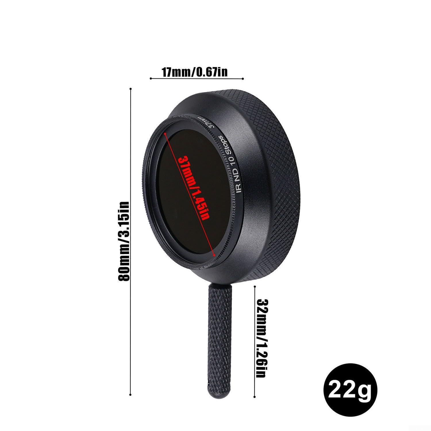 Filtro ND in vetro ottico, 37 mm, densità da 2x a 512x | Densità variabile a 9 stop, gamma da 2x a 512x, controllo preciso dell'esposizione, aiuto per la visione cinematografica