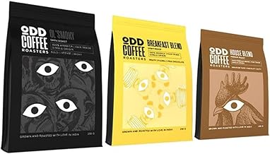 ODD COFFEE ROASTERS Speciality Coffee 250g |OL' Smoky - Dark Roast | Breakfast Blend - Light Roast | House Blend- Medium Roast Coffee| Pack Of 3 AAA Whole Beans