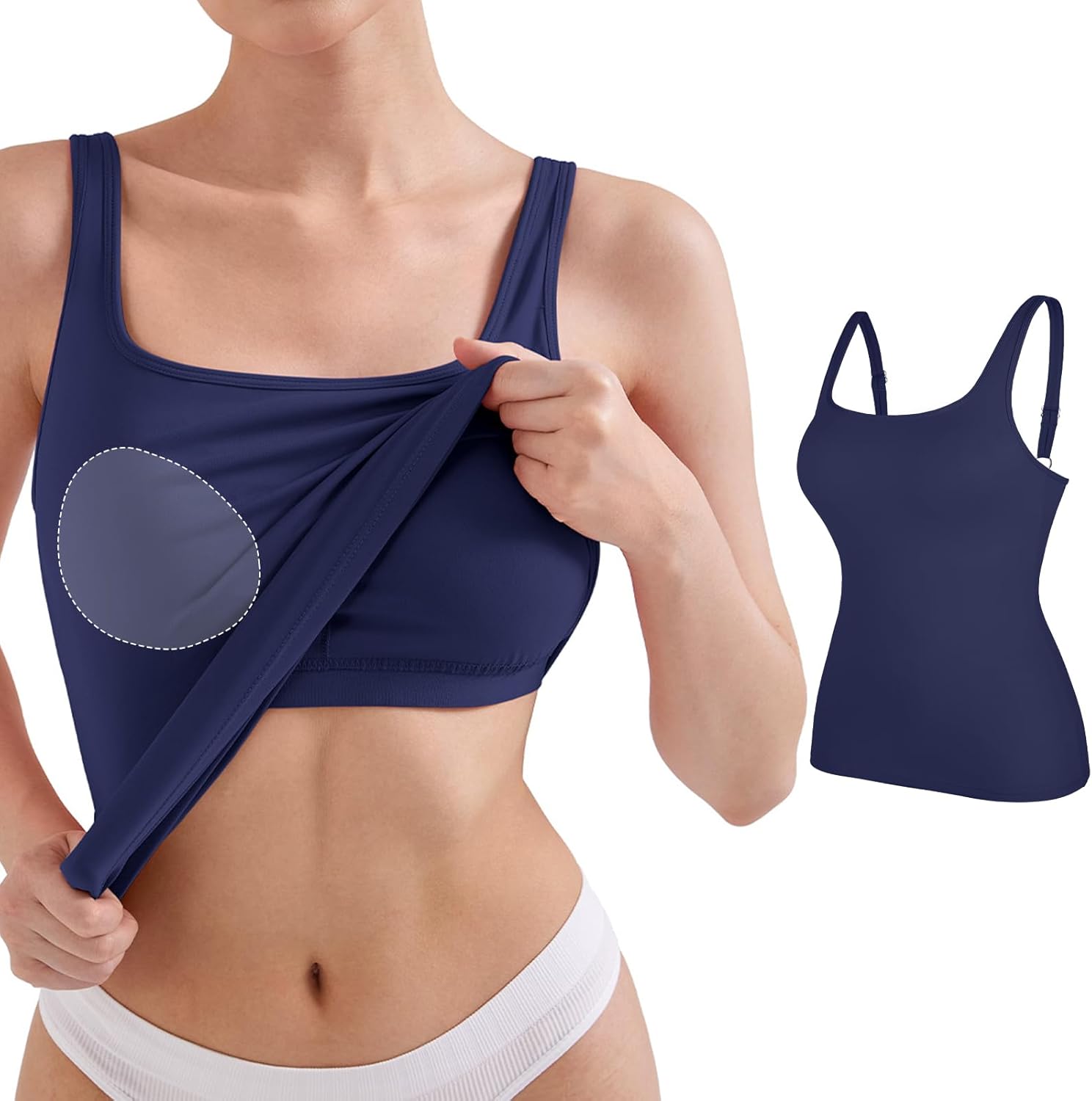 V FOR CITY Women's Tank Top with Built in Bras Adjustable Wide Strap Padded Camisole Summer Cami Shirts