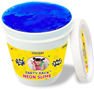 HOTKEI (1 Kg Neon Slime) Blue Fruit Scented Big Slimy Slime Gel Jelly Putty Toy Slime Bucket kit Set Toys for Girls Boys Kids Neon Slime
