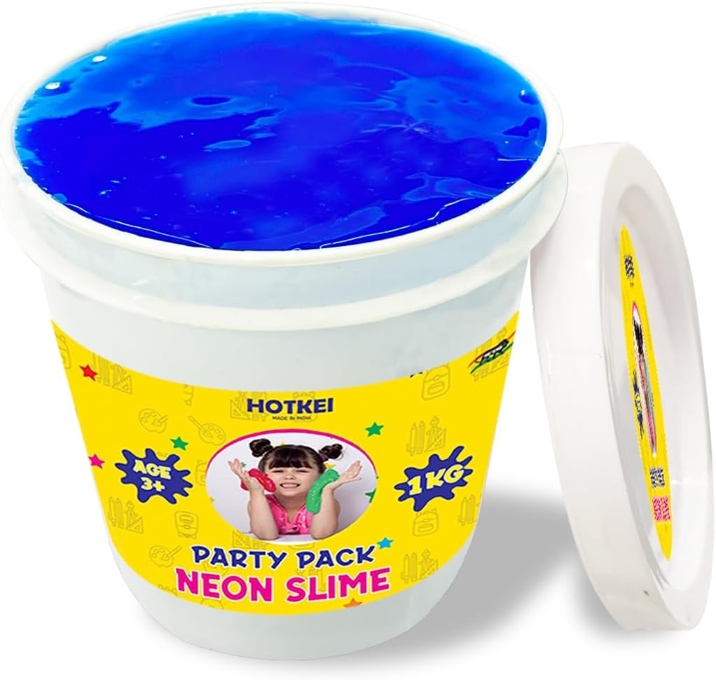 HOTKEI (1 Kg Neon Slime) Blue Fruit Scented Big Slimy Slime Gel Jelly Putty Toy Slime Bucket kit Set Toys for Girls Boys Kids Neon Slime