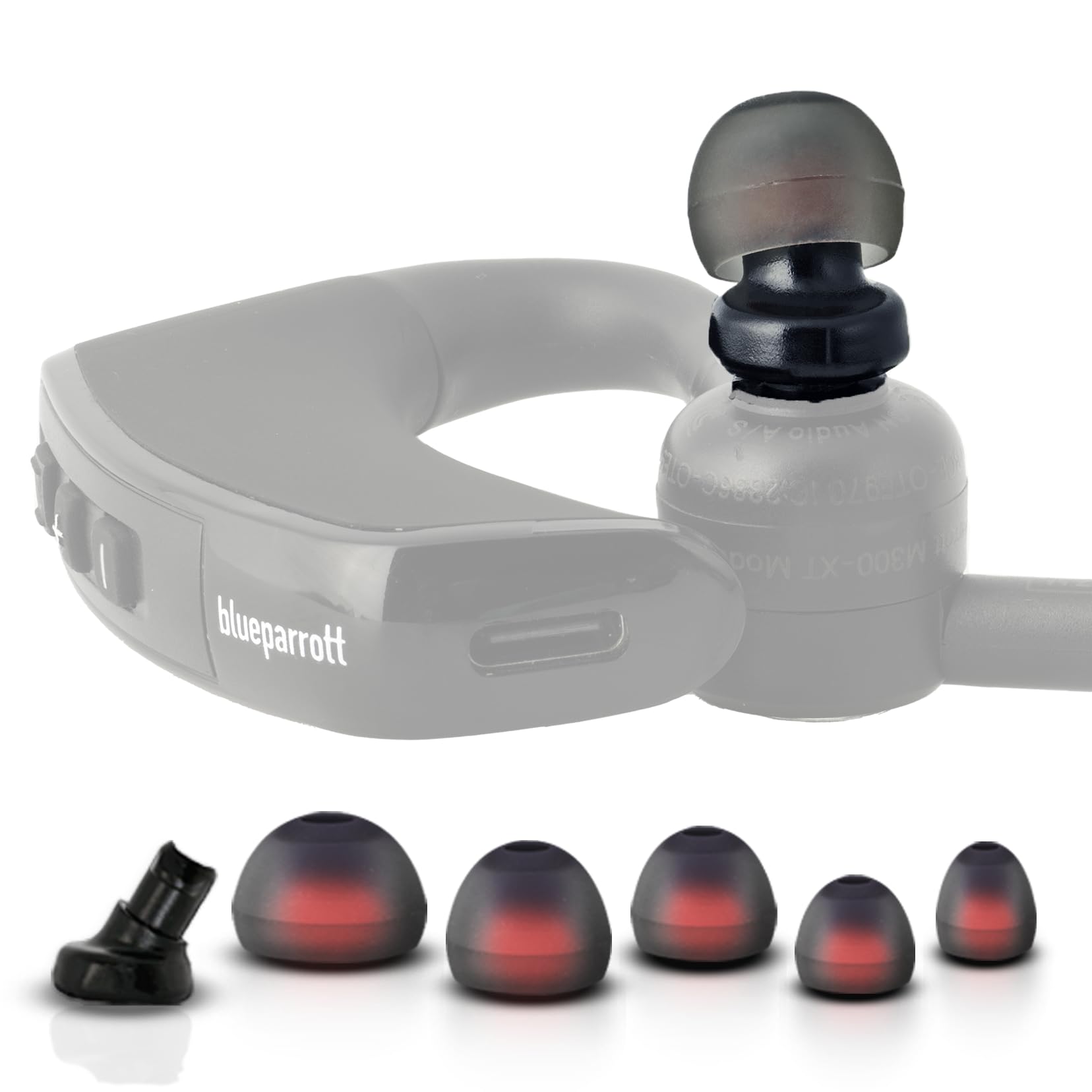 Eartip Adapter Compatible with Blue Parrott M500-XT & M300-XT/Jabra Perform 45 / Jabra Talk 65 Headsets (Includes Adapter + Set of Multi-Size Premium Silicone Eartips)