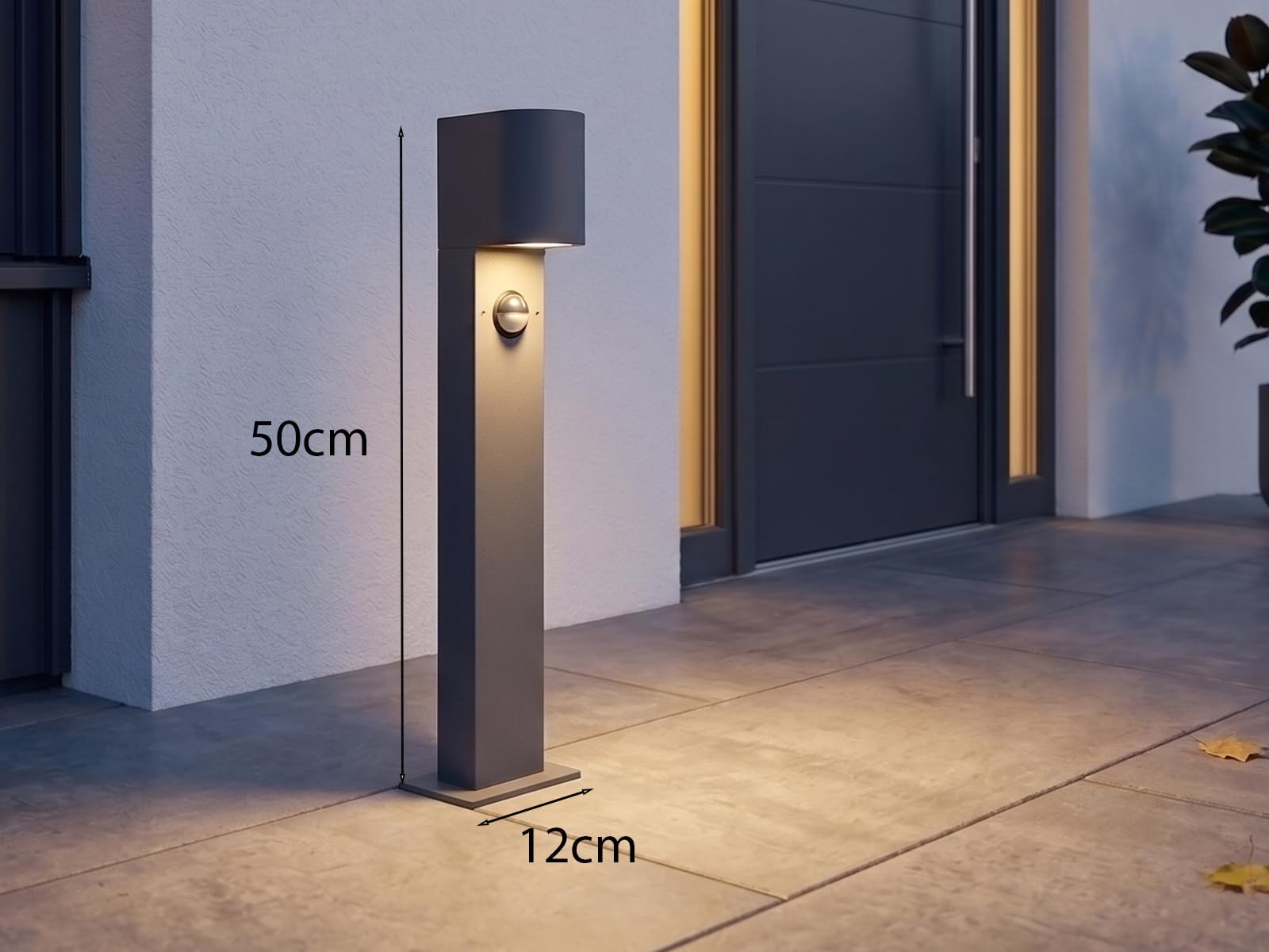 meineWunschleuchte Lampa cokołowa z czujnikiem ruchu z odlewu ciśnieniowego aluminium w kolorze antracytowym, wysokość 50 cm