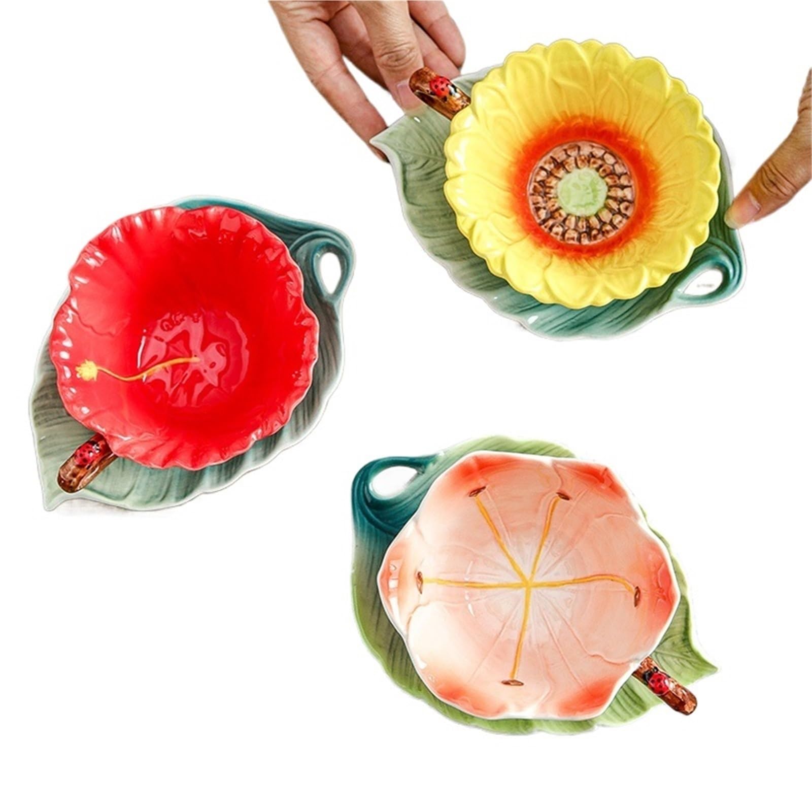 Kaffeetasse Untertasse Sets 180ML Becher Tee Kaffeetasse Untertasse Set Home Office Keramik Teetasse Trinkset(Color2)