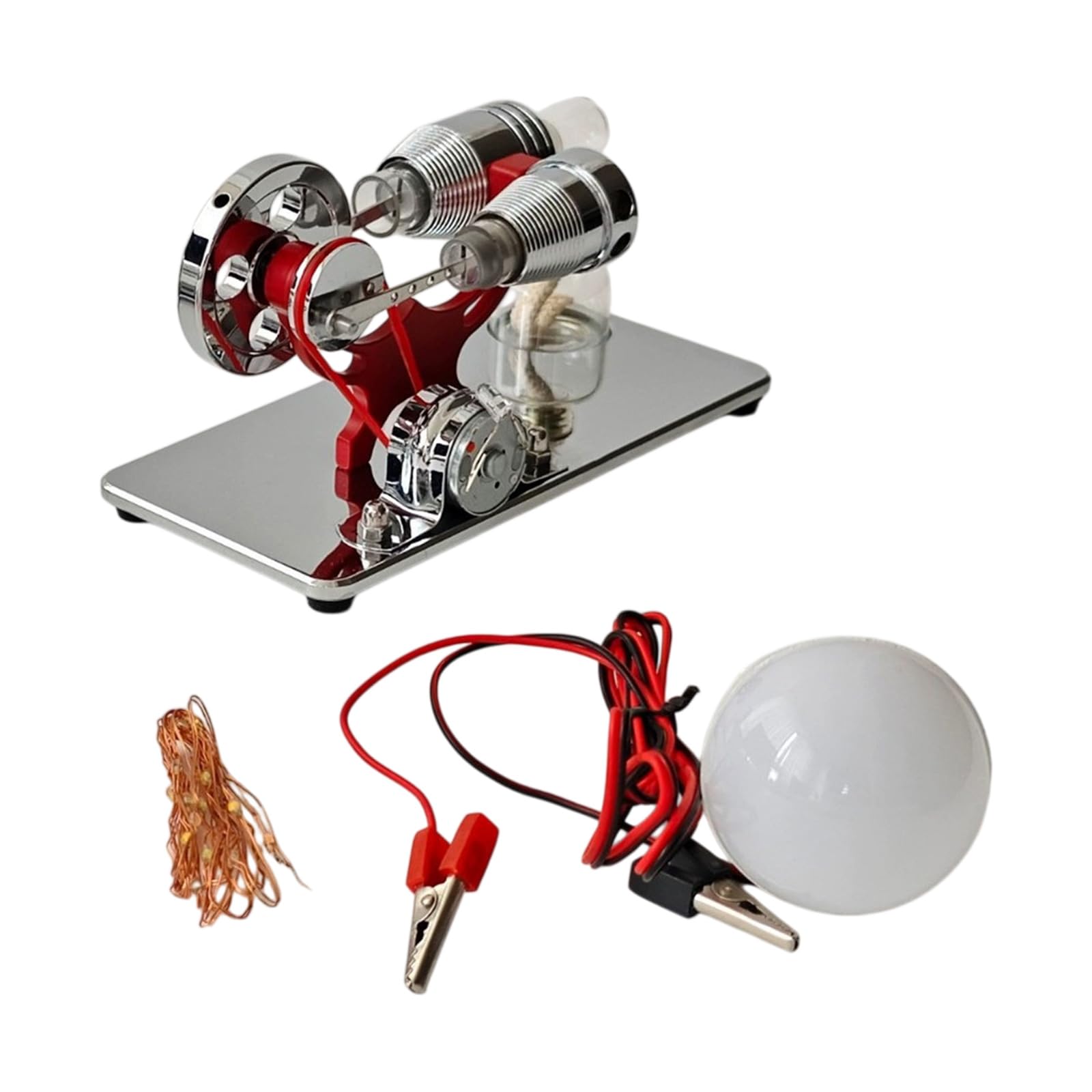 Modello motore Stirling in lega alluminio industriale retrò con LED multicolore per l ' apprendimento in classe Motore in lega alluminio