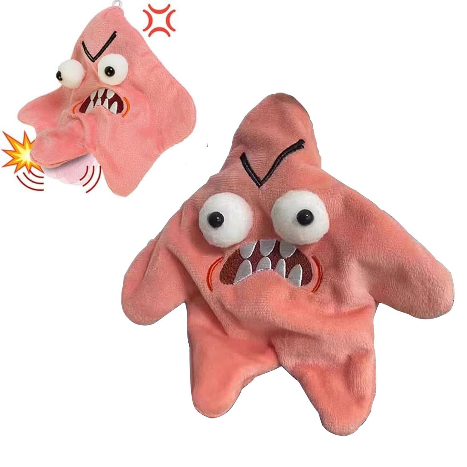 Angry Star Plush Moving Keychain – Cute Chikawa Dancing Star Plush Keyring, Funny USB Charm for Backpack, Bag, Stress Relief Gift for Women, Girls, Kids, Party Favor (Pink)