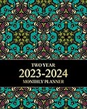  TWO YEAR 2023-2024 MONTHLY PLANNER: 2Yr January 2023 to December 2024 with Agenda Planner Calendar Schedule 24 Months Notes and Goals, 8 x 10, Green Asian Floral Cover Planner for Work or Personal