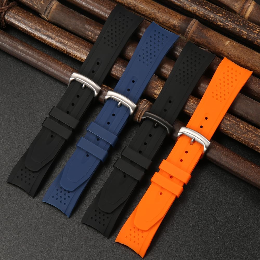 WRISTARMOR 23mm Silicone Watchband Compatible with Citizen Men's Eco-Drive Weekender Sport Strap AW1158-05L AW1150-07E Curved End Replacement Bracelet