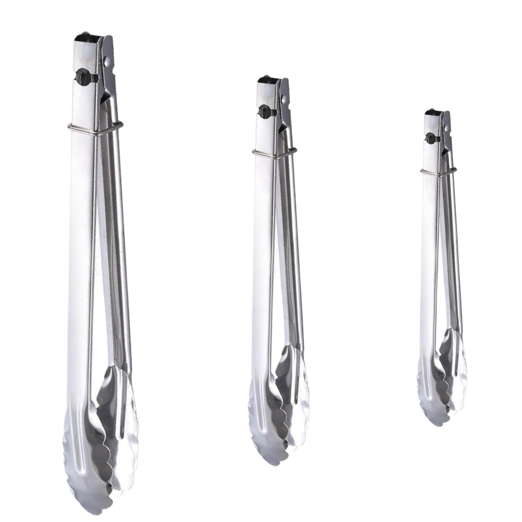 Awnsimfreien Silver Cooking Tongs, Kitchen Tongs Set Stainless Steel Metal Cooking For Kitchen Barbecue Salad Grilling Frying And Serving For (7 9 12 Inch 3 Pieces), Metal