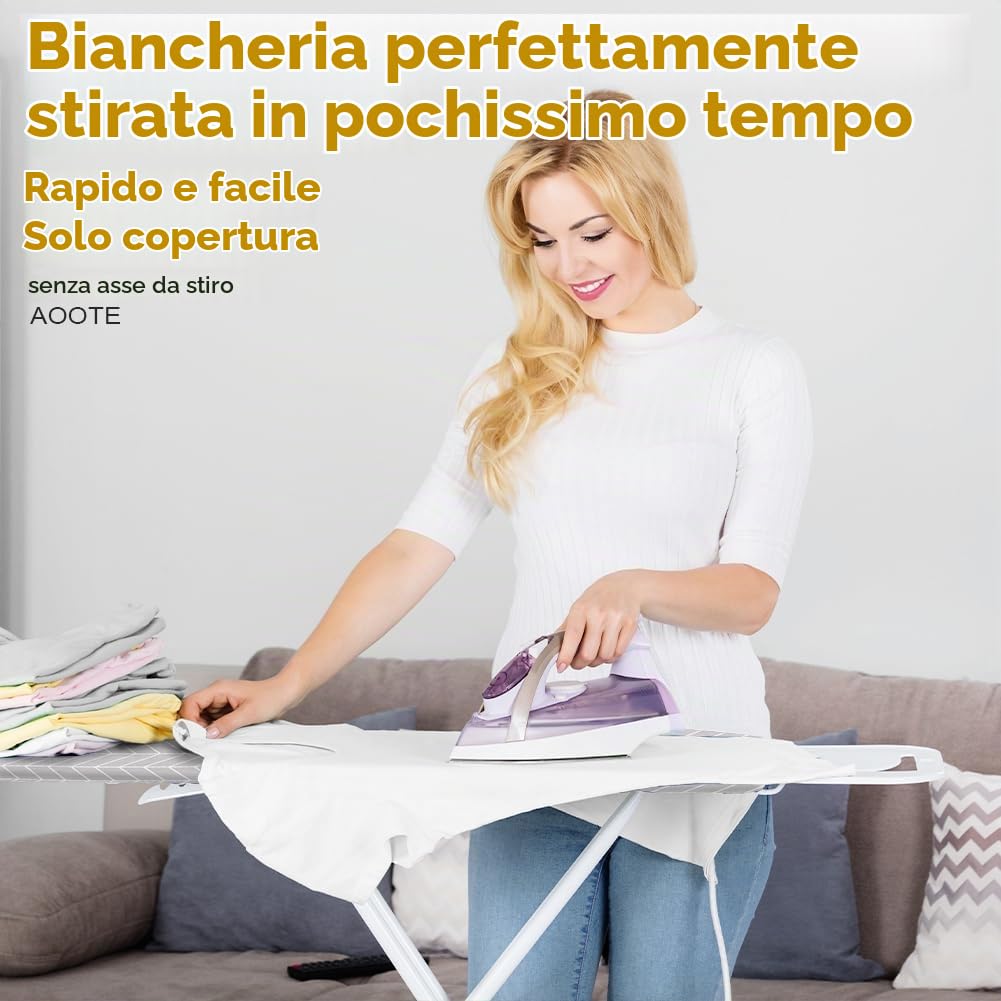 Copriasse da Stiro Universale, Pratico e Morbido Copriasse da Stiro Grigio 110 x 35 cm, Homes Ricambio Copri ASSE da Stiro, con Fermacorda, Copertura Copriasse da Stiro 100% Cotone, Frecce