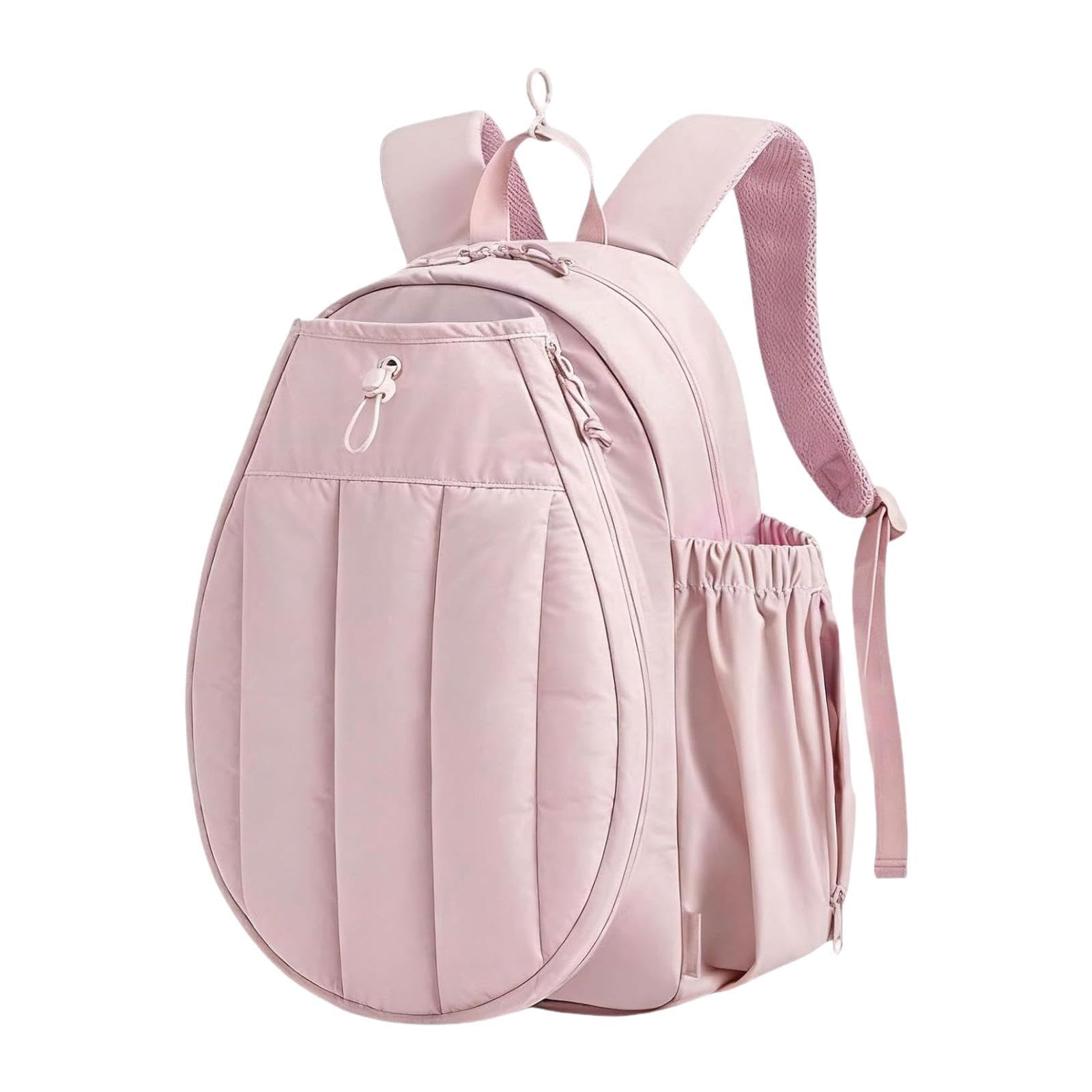 Amagogo Tennis Racket Bag Backpack Storage Racket Carry Bag Tennis Bags Badminton Racquet Bags, Polyester Sports Backpack with Exterior Pocket for Pickleball Laptop, Pink