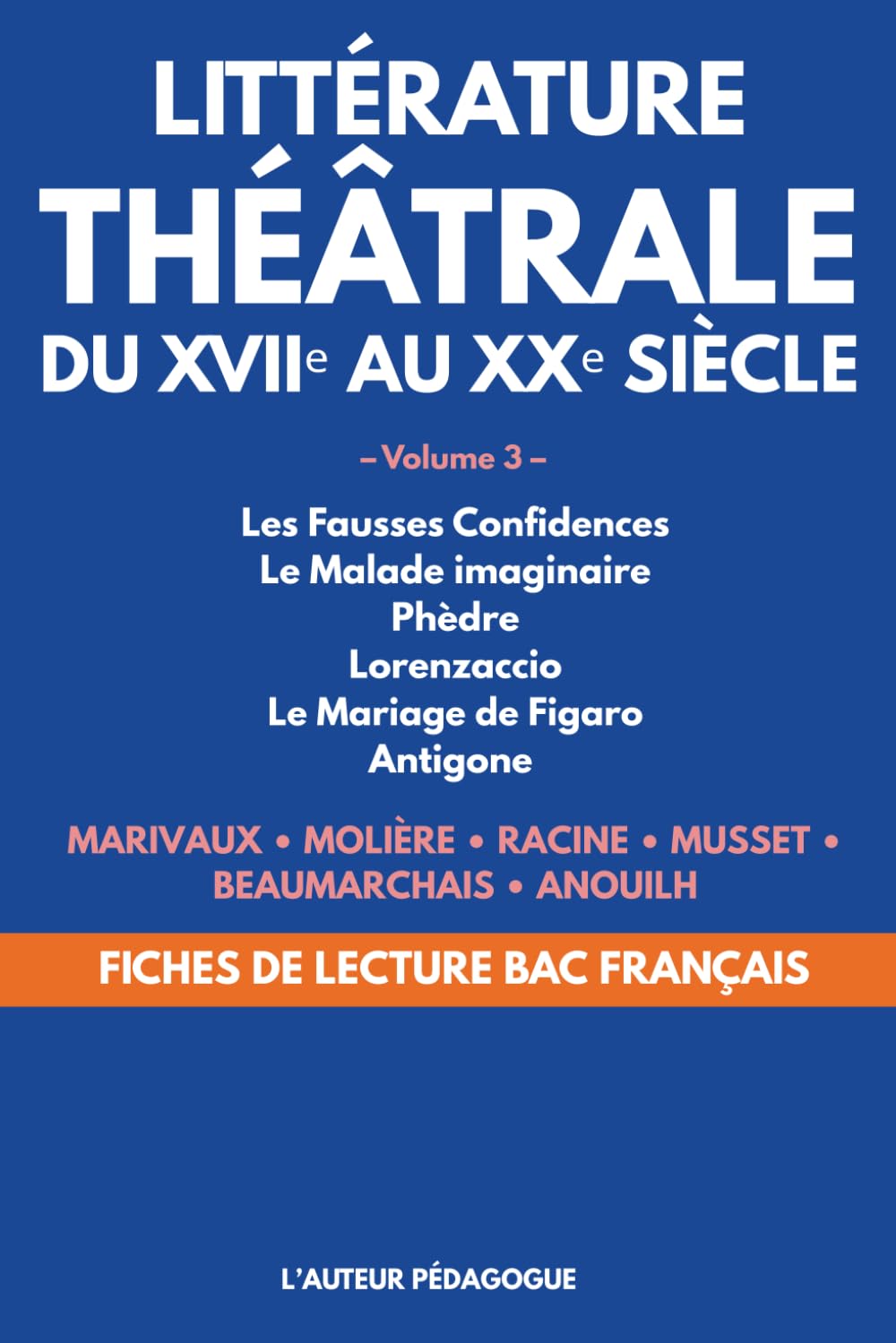 Littérature Théâtrale du XVIIᵉ au XXᵉ siècle — Volume 3: Les Fausses Confidences, Le Malade imaginaire, Phèdre, Lorenzaccio, Figaro, Antigone – Fiche de lecture Bac Français