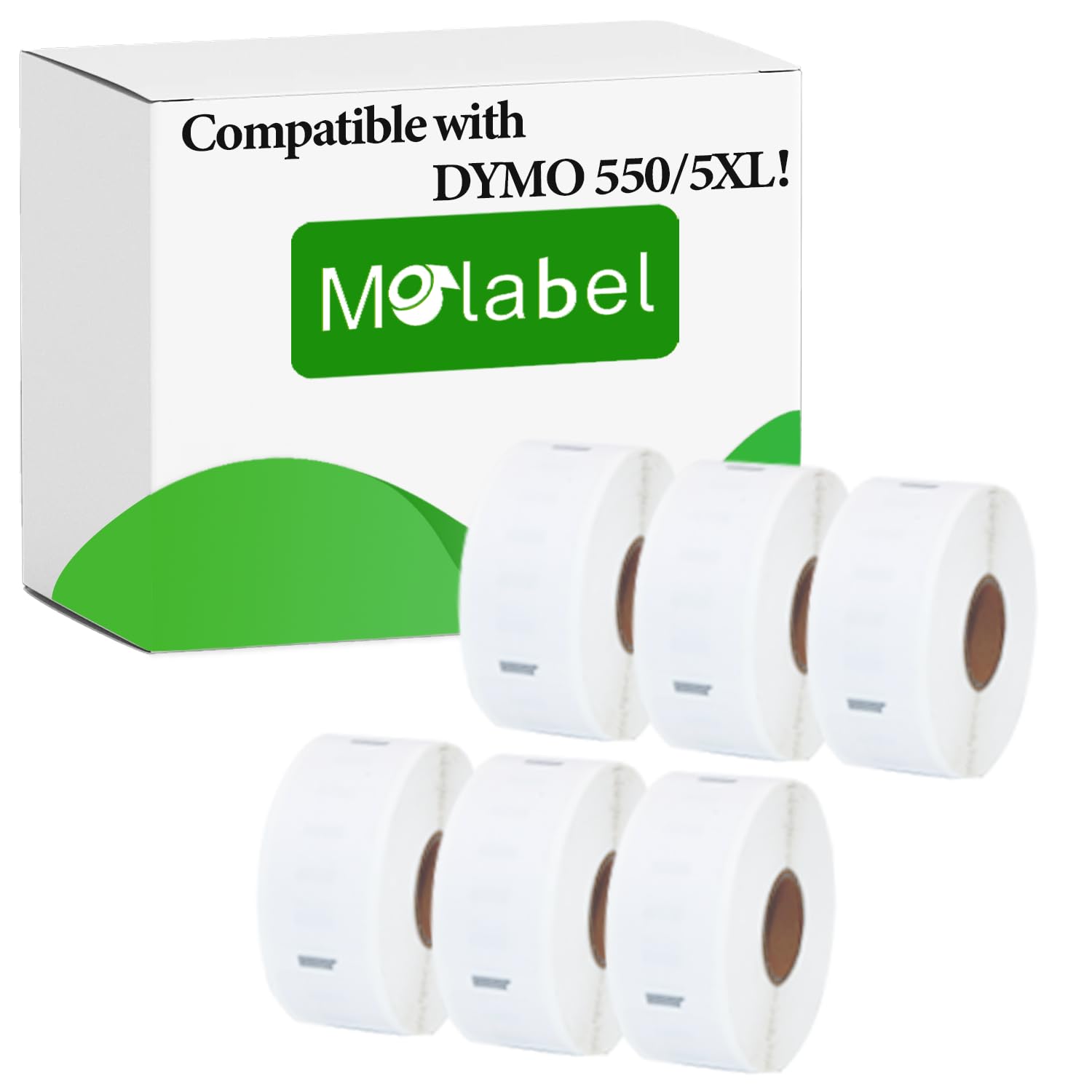 Etiquetas de Devolución de Dirección Molabel - 6 rollos para Dymo S0722520 11352-25mm x 54mm Compatible con Impresoras Dymo LabelWriter 550-500 etiquetas por rollo