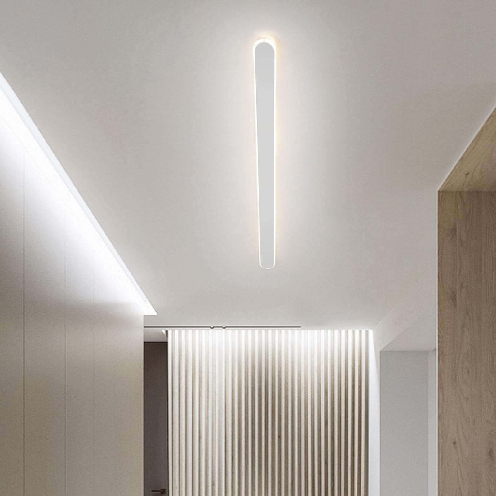 TZSMUM LED Aluminium Long Ceiling Lighting Indoor Rectangle Ceiling Lights Minimalism Atmosphere Decorate Ceiling Lamp Black/White Batten Ceiling Lighting Kitchen Garage (80cm,White White Light)