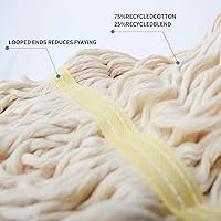 Vista 5 de Trapeador de cuerda con extremo de bucle, trapeador industrial comercial resistente con reemplazo de cabezal de fregona adicional, poste de aleación