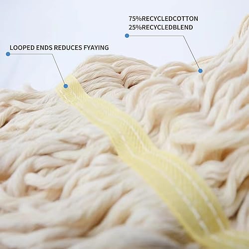 Miniatura 5 de Trapeador de cuerda con extremo de bucle, trapeador industrial comercial resistente con reemplazo de cabezal de fregona adicional, poste de aleación