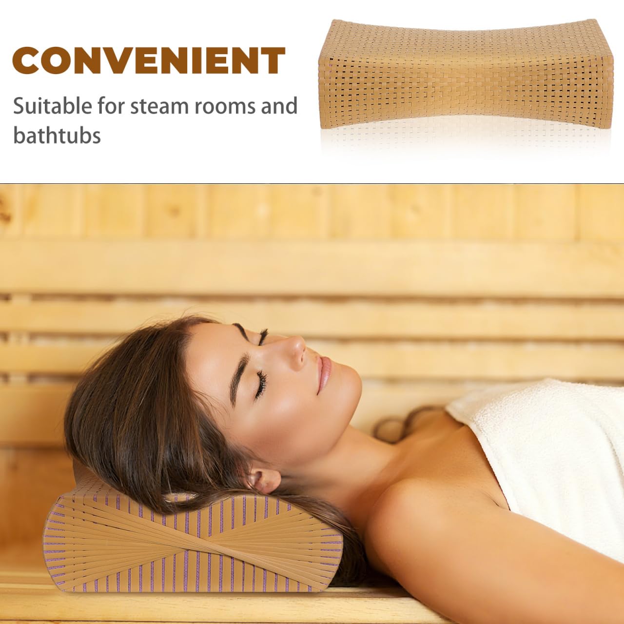 iplusmile Almohada de sauna, almohada de sauna de ratán simulado, almohada de descanso para el cuello, accesorios de sauna, reposacabezas para relajarse en casa, gimnasio, saunas, spa, spas, salas de