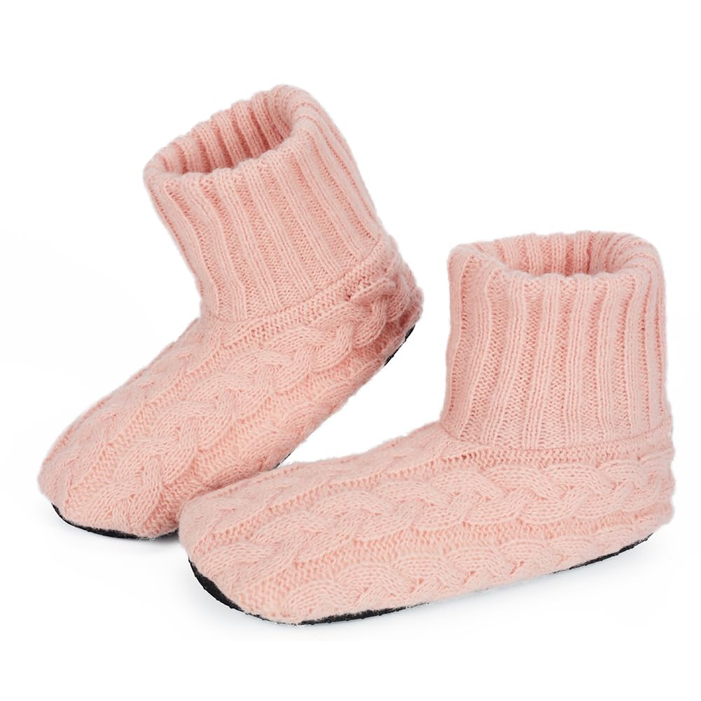 LEMZONE Womens Fuzzy Slipper Socks with Grippers Winter Warm Non-Slip Indoor Sherpa Lined House Shoes Christmas Gifts