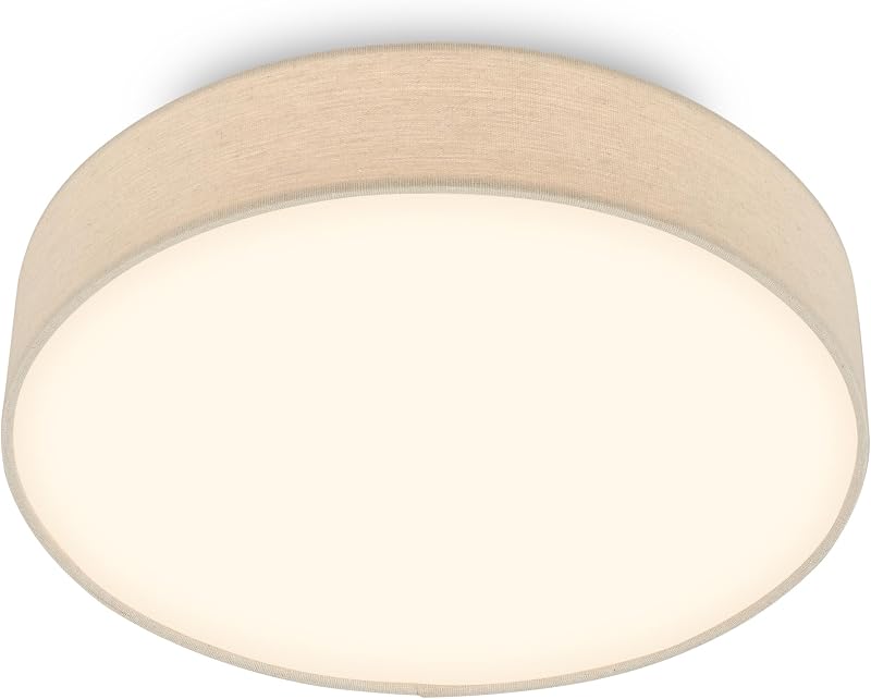 BRILONER LED stropné svietidlo s textilným tienidlom, teplé biele svetlo, 38x10,5 cm, béžová farba, osvetlenie do obývačky, spálne a kuchyne