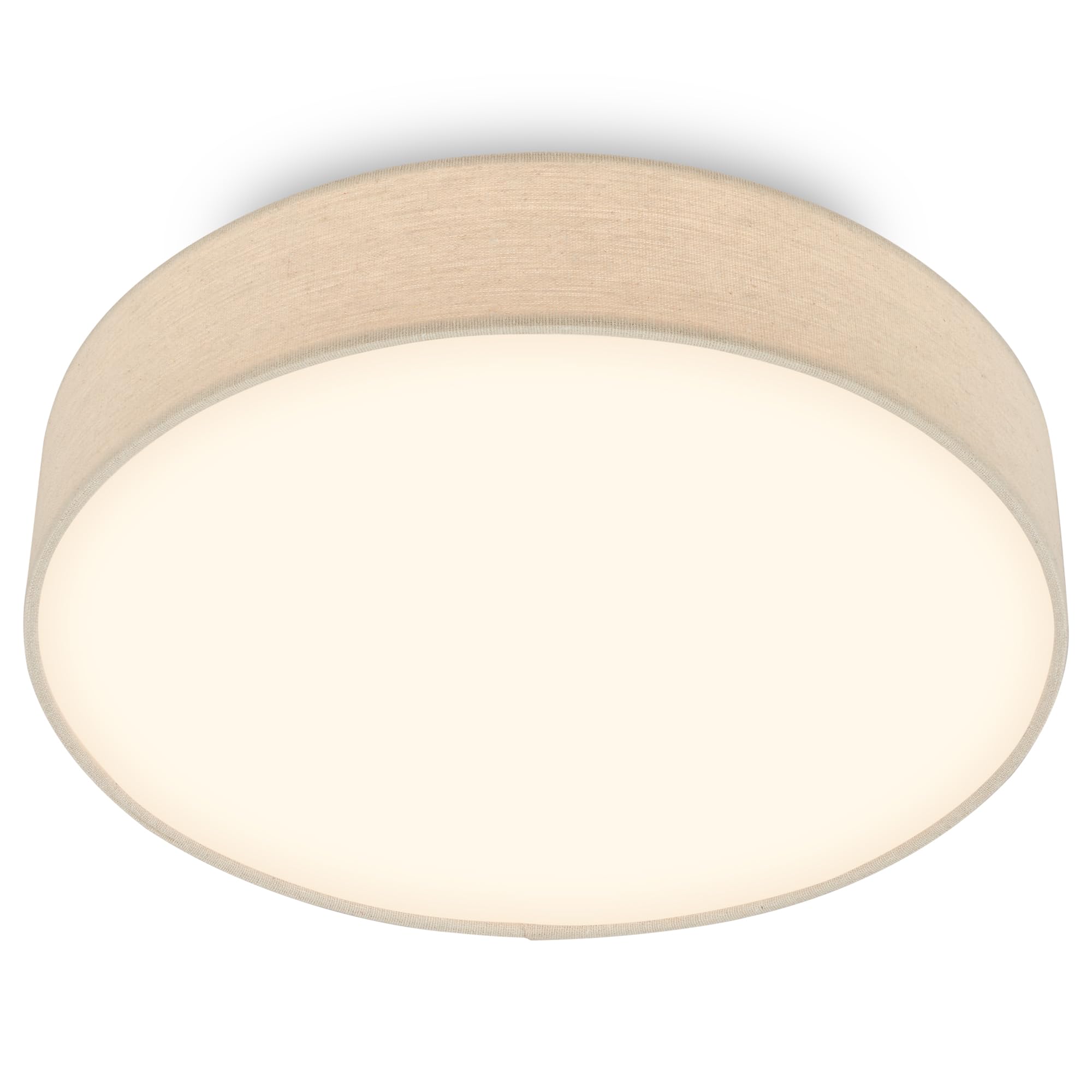 Briloner - Lámpara techo LED con pantalla de tela, 24 W y 2600 lm, luz blanco cálido, plafon LED, lamparas de salón, lampara dormitorio, luz techo salón, 38 x 10,5 cm, Beige