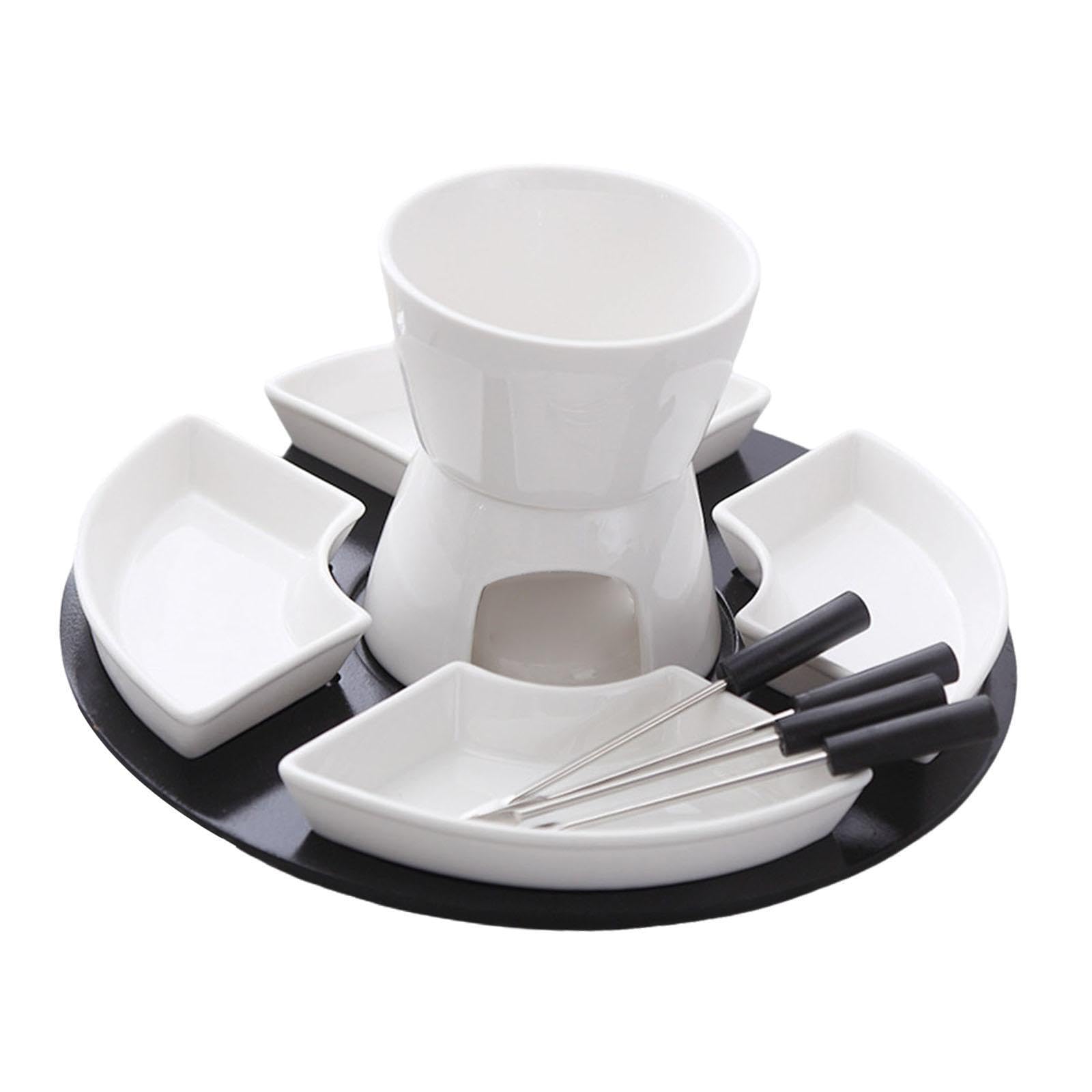 Calentador de mantequilla de cerámica confiable, olla para fondue chocolate, tazón para derretir, fácil limpiar, juego fondue chocolate cerámica para panaderías, juego velas