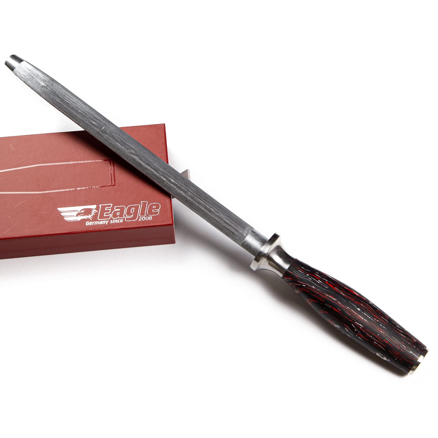 Eagle Professional - Wetzstab 23 cm Klingenlänge - Heftschalen: G10 schwarz-rot-weiß