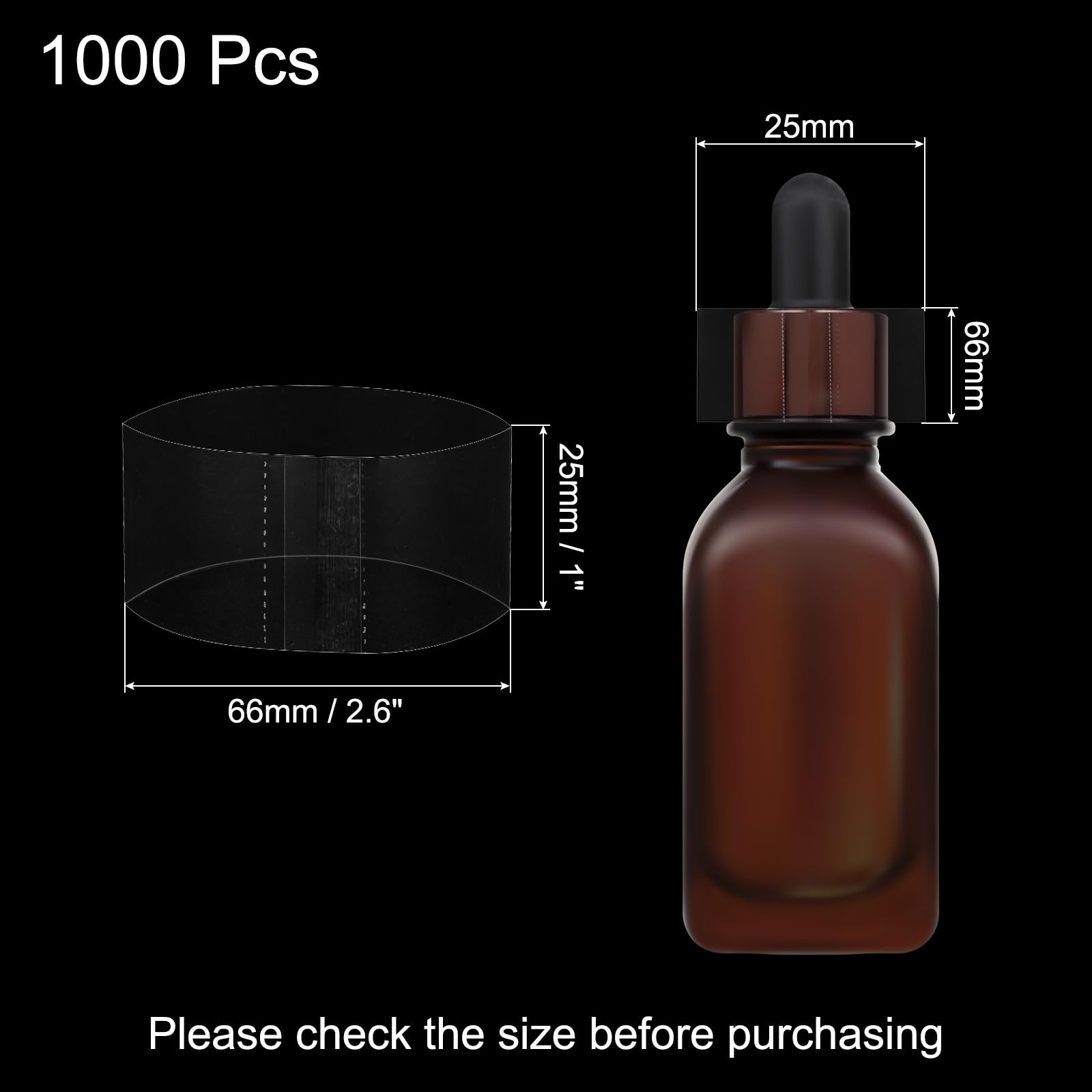 QUARKZMAN 1000Pcs Bandes Rétractables, Bandes Rétractables Perforées Transparentes en PVC 66 * 25mm, Bandes Thermorétractables pour Bouteilles, Joint de Bocaux pour Flacon Compte-Gouttes