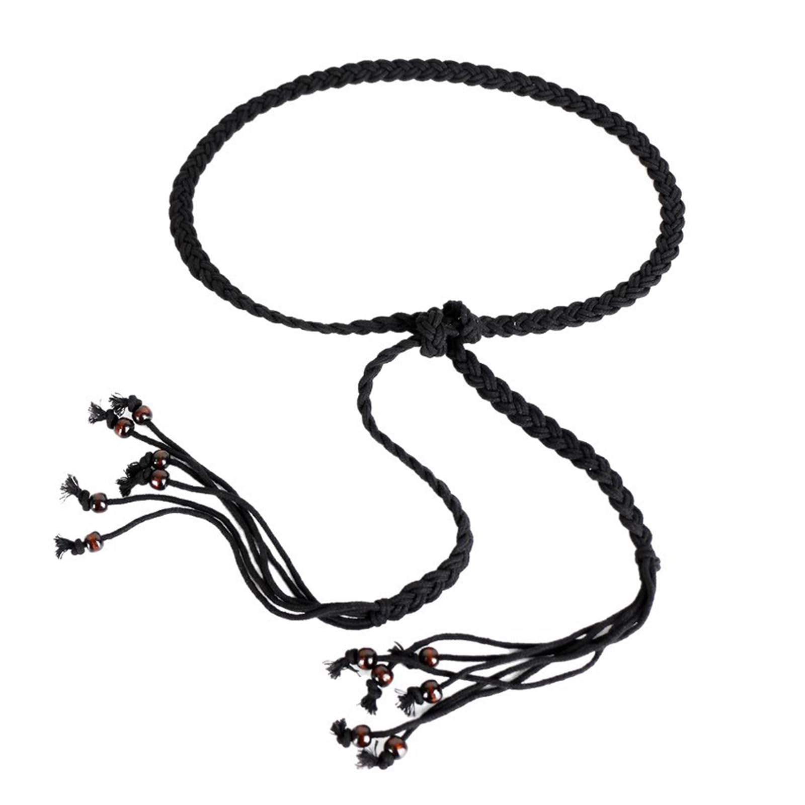 MICFENY Breathable Braided Waist Rope Adjustable Crochet Rope Belt Cotton Waistband For Women Teens Daily Wear Music Festival