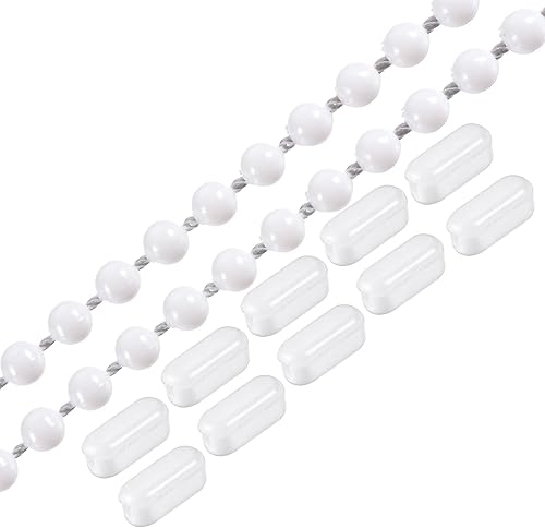 MECCANIXITY Cordón de cadena de bolas, extensión de cadenas de rodillos de tracción de 0.157 in x 29.5 ft con 10 clips de conector, para cortina de