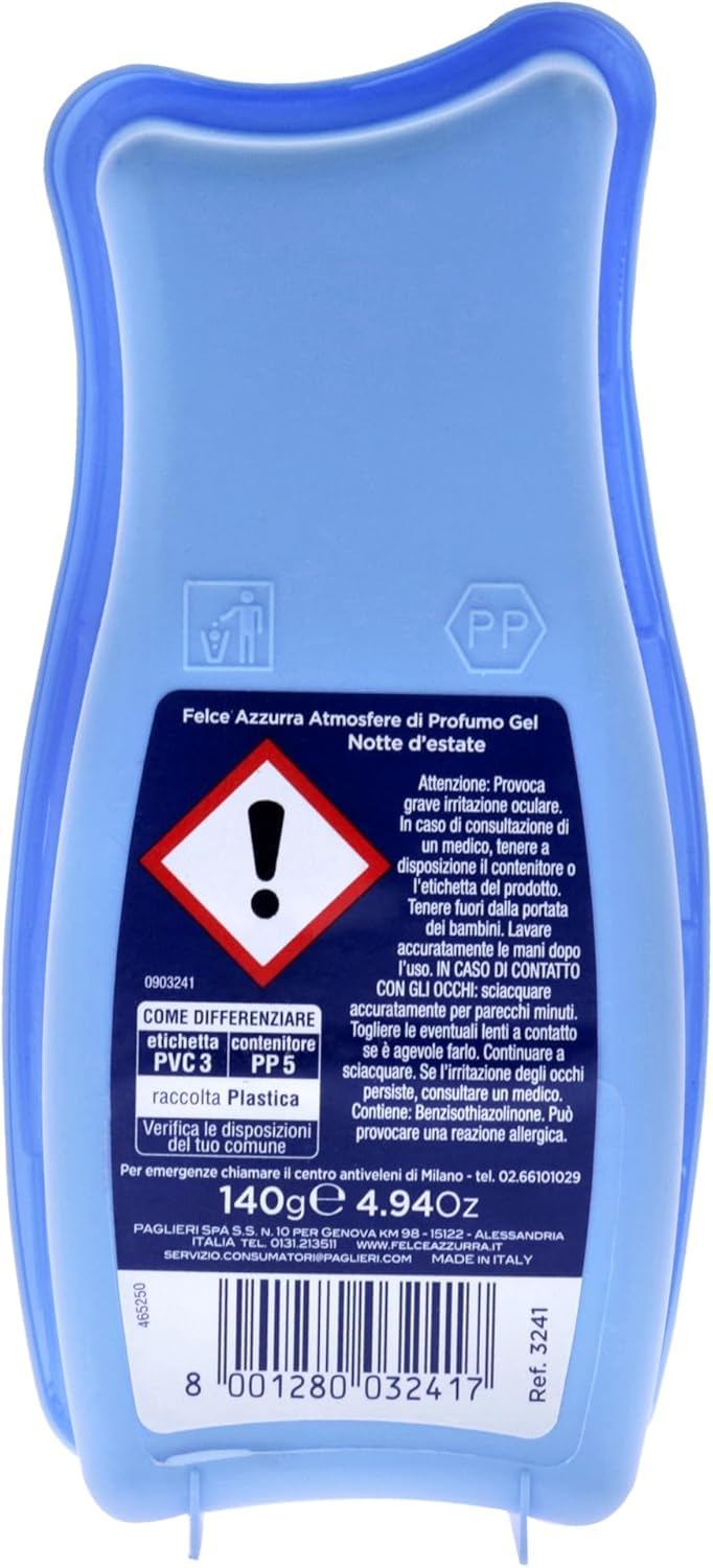 12 deodoranti Felce Azzurra Gel Notte d'Estate – Assorbente odore 140 g + portachiavi Beni Culinari gratuito