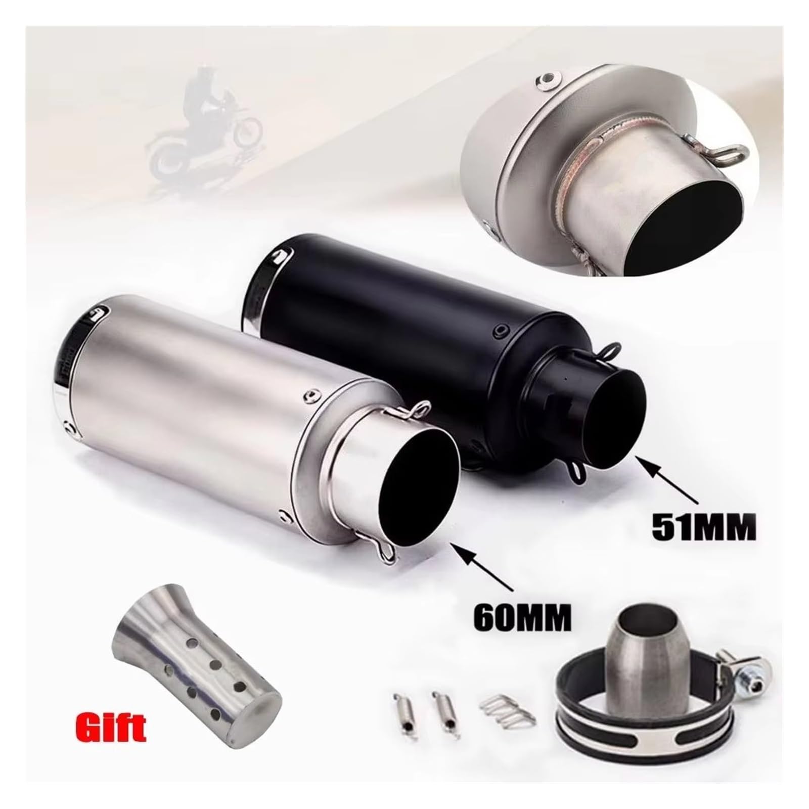 silencioso escape moto Para R1 R2 Para MT07 Para Kawasaki Para Z800 | Para Z900 para Ninja 400 Escape Moto 51MM/60MM tubo de Escape motocicleta modificado(60MM A2)