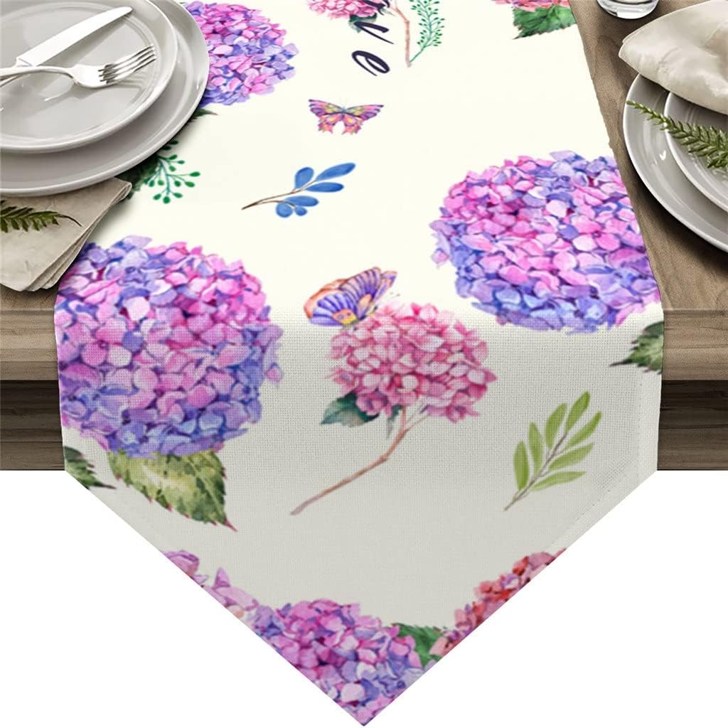Hydrangea Flower Table Runners Holiday Wedding Decor Dinning Cover Christmas Decorations Cloth(46x183cm)
