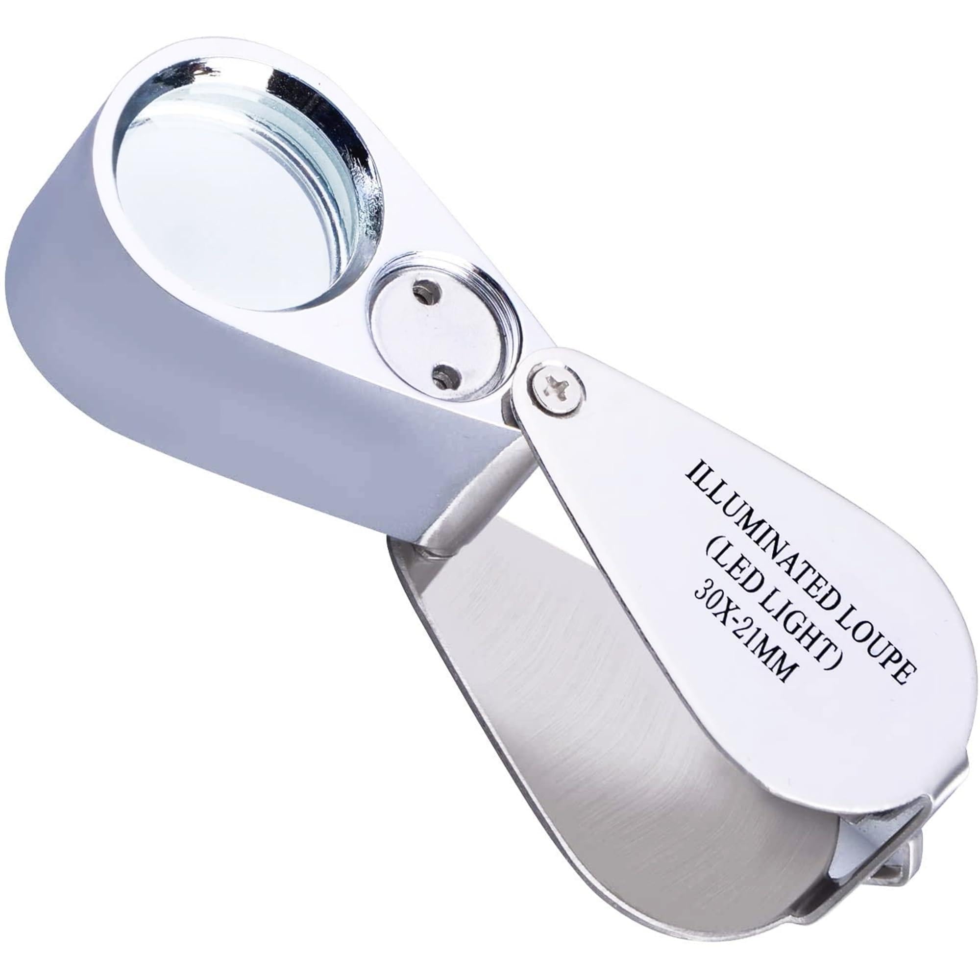 Juwelierlupe mit Licht, 30-fache Vergrößerung, faltbare Schmuck-Lupe, LED-beleuchtete Juwelierlupe für Edelsteine, Diamanten, Münzen, Schmuck, Pflanzen, Briefmarken usw