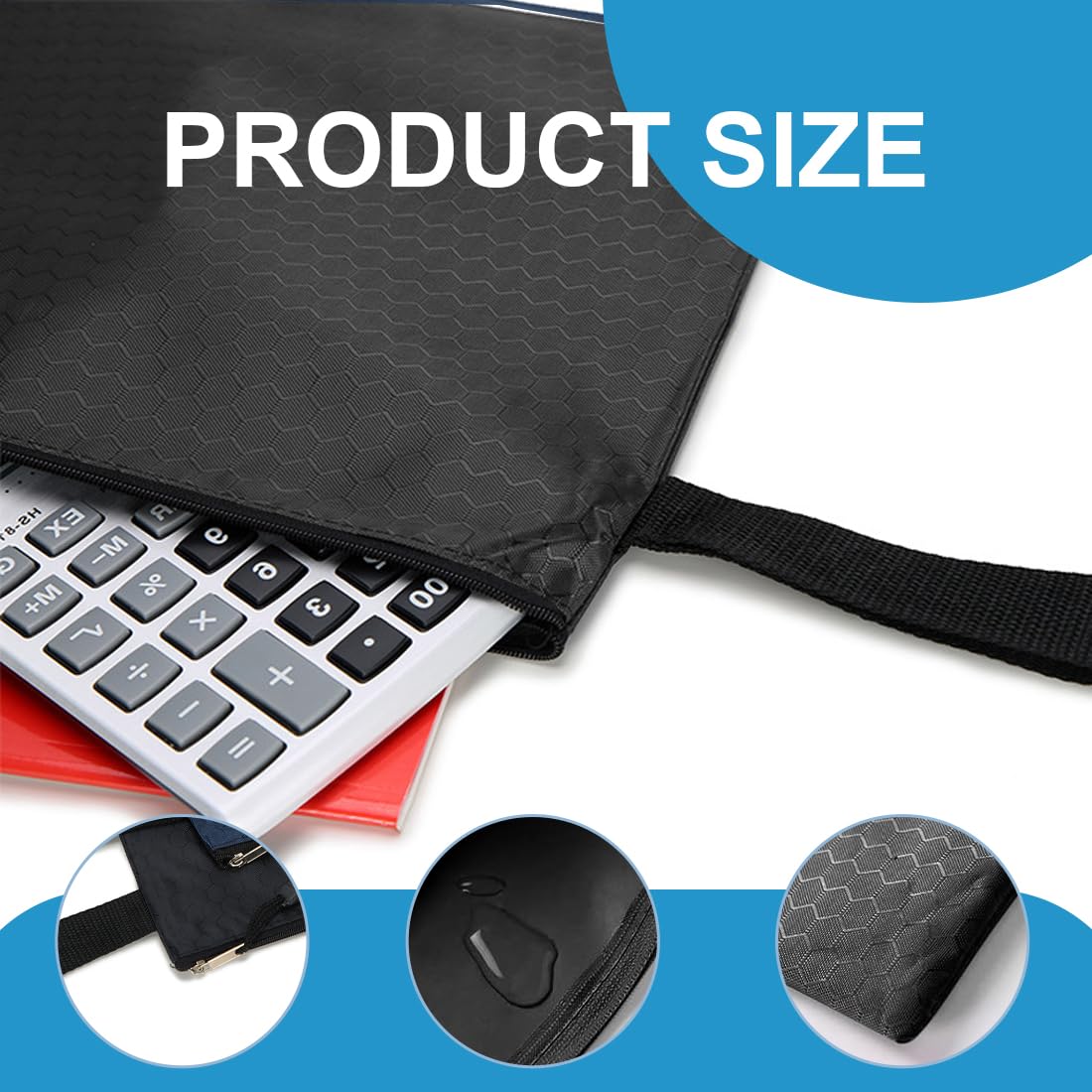 Bolso Impermeable para Dinero con Cremallera A5 Negro