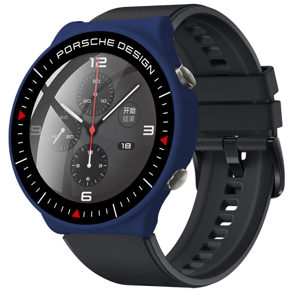 Compatible for Huawei Watch GT 2 Pro Screen Protector Ultra Thin HD Tempered Glass Screen Protection Overall Protective Case Electroplate Hard Cover Defense Edge for Huawei GT 2 Pro (Blue, GT 2 Pro)