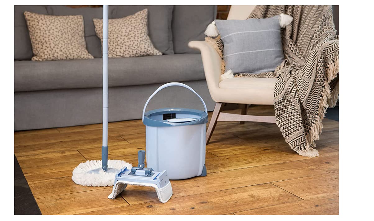 York | 360° | Special Rotierender Bodenwischer + Eimer + Teleskopstange | Bodenwischer | Wischmopp | Mopp | Wischroboter | Reinigung von Fliesen und Laminat | Eimer Kapazität: : 13 Liter
