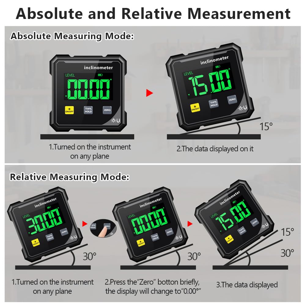 Flintronic Magnetyczny cyfrowy detektor kątowy, cyfrowy inklinometr z laserem elektronicznym, mocny 4-stronny magnetyczny kątomierz z wyświetlaczem LCD, do obróbki drewna, prac, maszyn