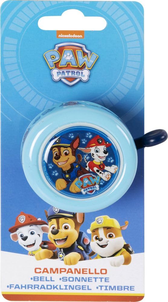 Sonnette de vélo Enfant, Fixation Facile, Motif Pat' Patrouille, Métal Robuste, Bleu Ciel, Taille Universelle