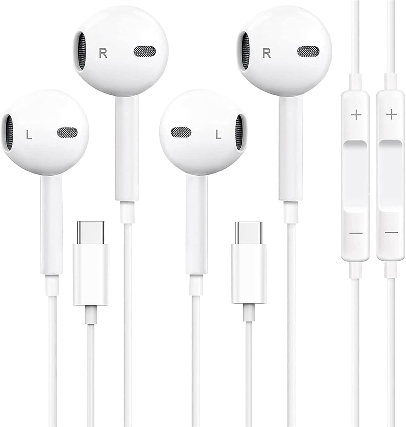 2 Pack USB C Headphones for iPhone 15, USB C Type C Earbuds Wired in-Ear Earphones with Mic & Volume Control Compatible with iPhone 15 Pro/Pro Max, iPad Pro, Most USB C Jack Device