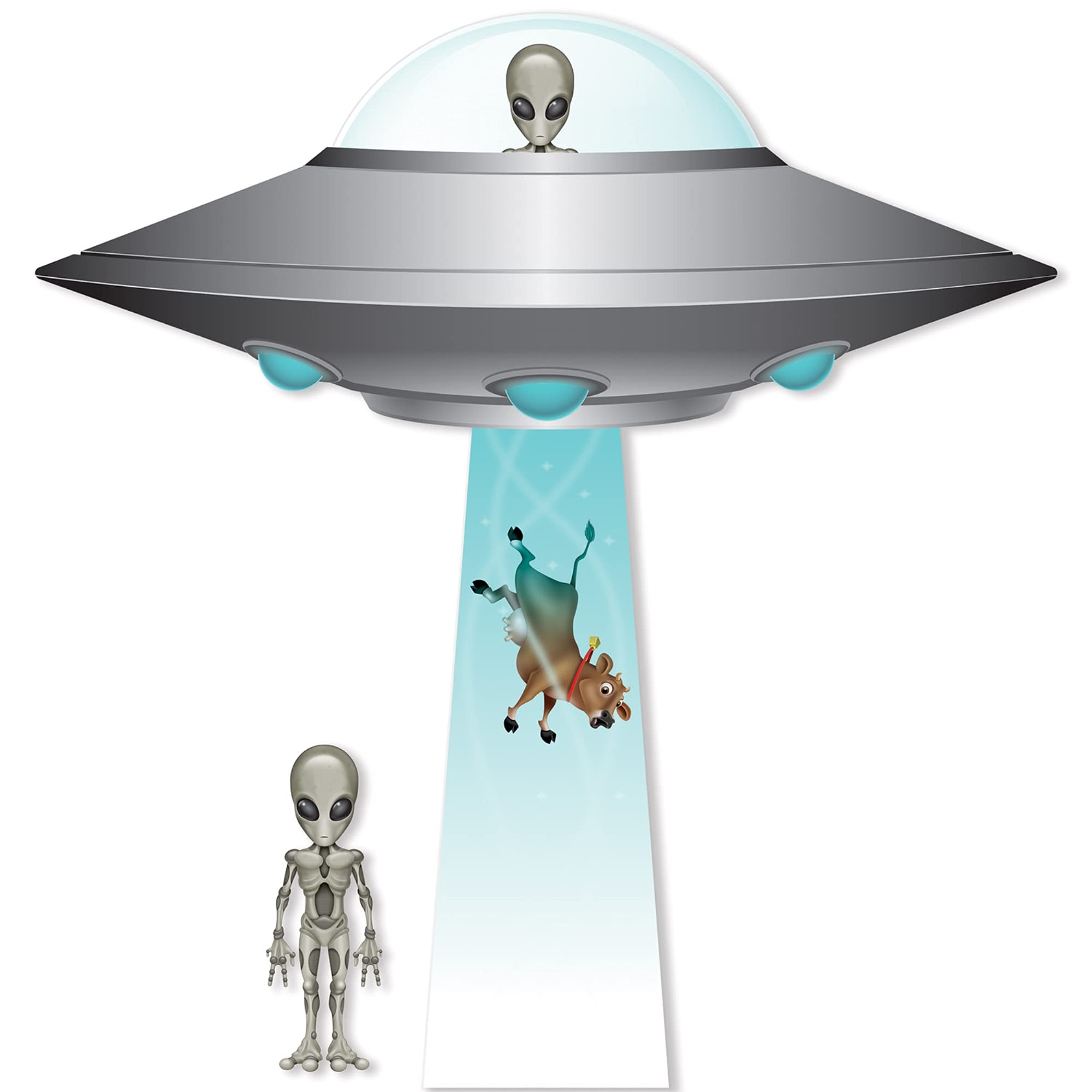 Beistle Silver, Green Flying Saucer Cutout Set