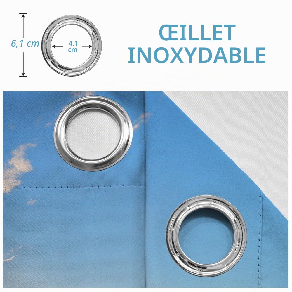 Mise à Niveau Rideaux D'extérieur, Vue Mer à Couper Le Souffle 3D Printed Rideau Occultant Isolant Thermiques pour Pergola, Rideau Exterieur Imperméable pour Cabanon Jardin,2 Panneau 132x213