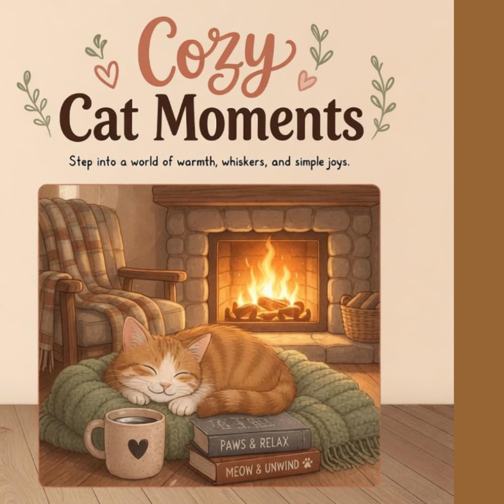 Cozy Cat Moments: Bold & Easy Designs for Adults and Teens Cute & Relaxing Cat Scenes for Stress Relief