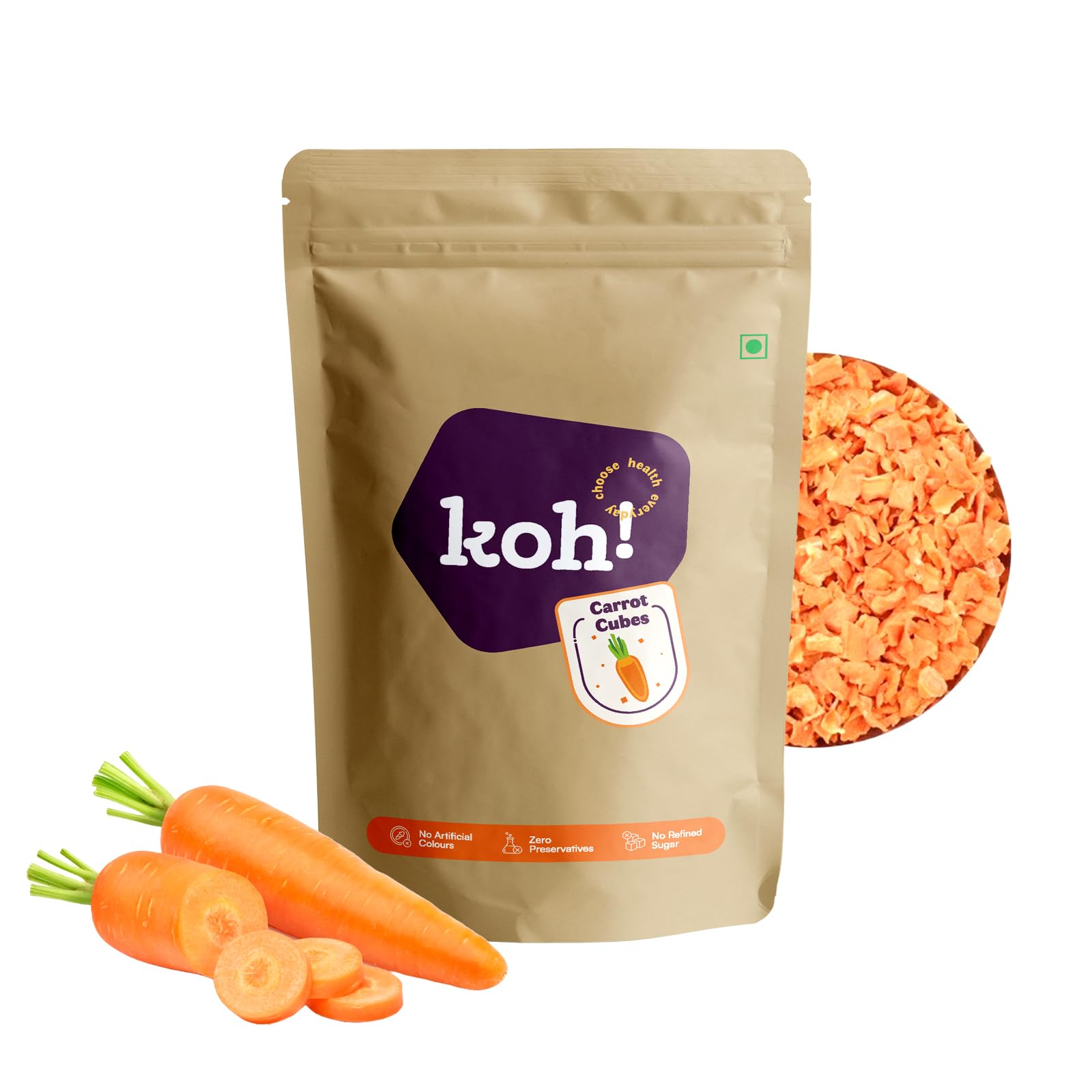KOH Dehydrated Carrot Cubes - Natural Dried Carrot Flakes for Cooking, Soups, Curries, & Smoothies | Nutrient-Rich, No Additives, Long Shelf Life | Perfect for Seasoning & Healthy Meals - 75g (B0B3DRJ2DS) Amazon Price History, Amazon Price Tracker