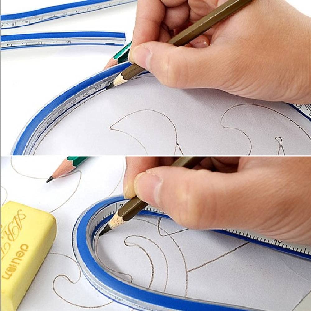 Tbest Tailleur Outil De Mesure De Ruban De Dessin De Règle De Courbe Flexible En Plastique Avec