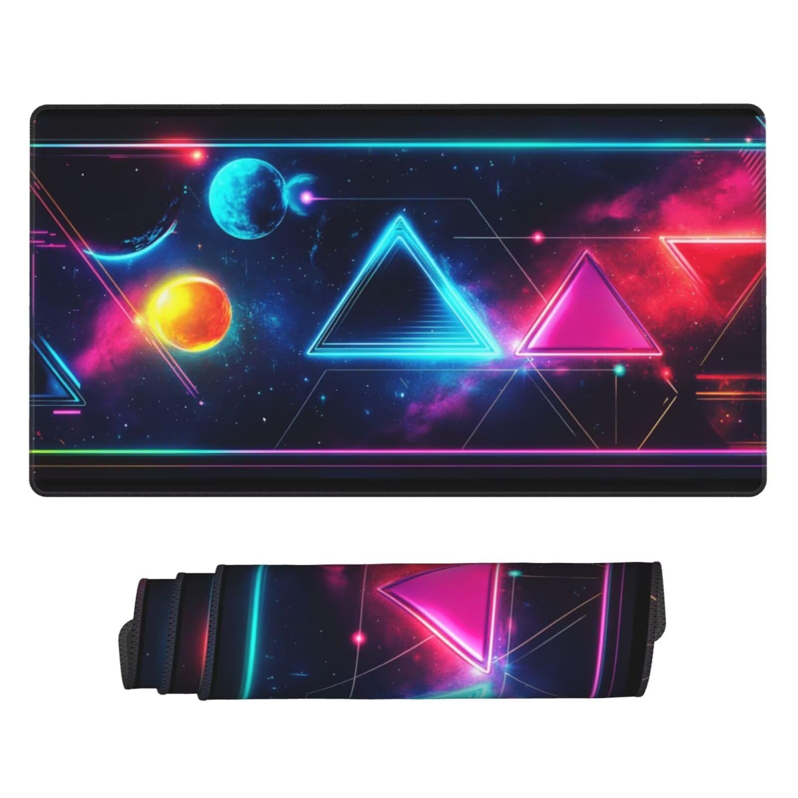 Tapis de Souris Gamer XXL, Triangle de Couleurs 1000x500mm Tapis Souris Gaming Grand, Mouse Pad Base Antidérapante Tapis de Souris à Bords Cousus, Améliore précision et la Vitesse, pour Bureau L-2484